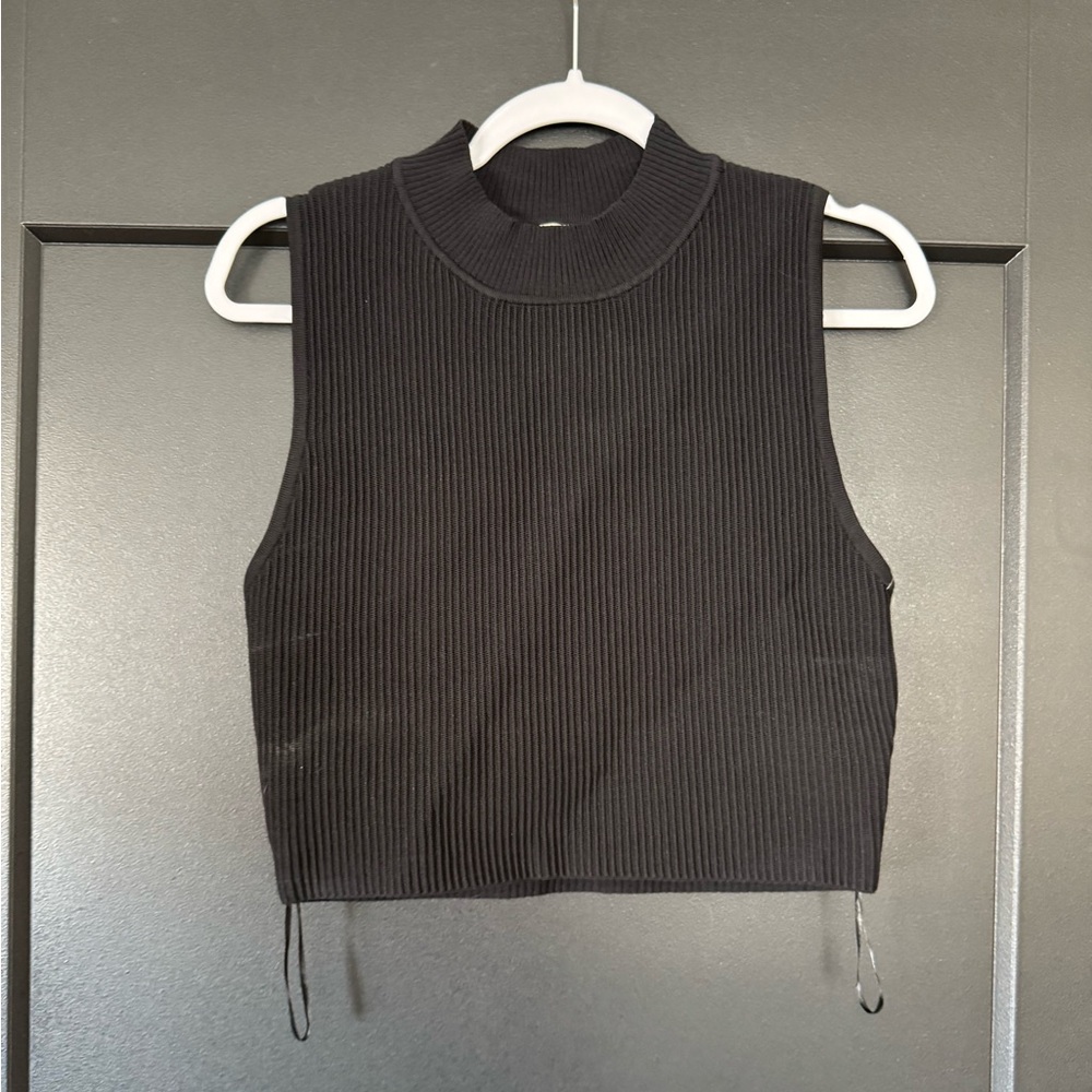Black Ribbed Sleeveless Top
